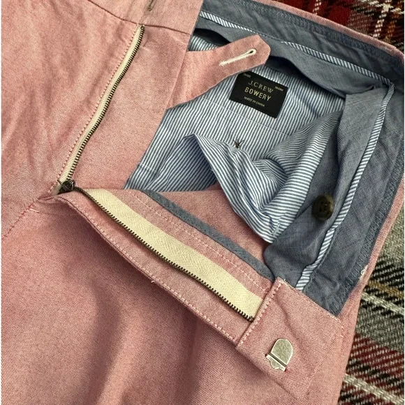 J CREW ⛵️ Men’s Rose Pink Slim Fit Flat Front Oxford Cloth Trousers - Size 32/34 - Picture 4 of 12